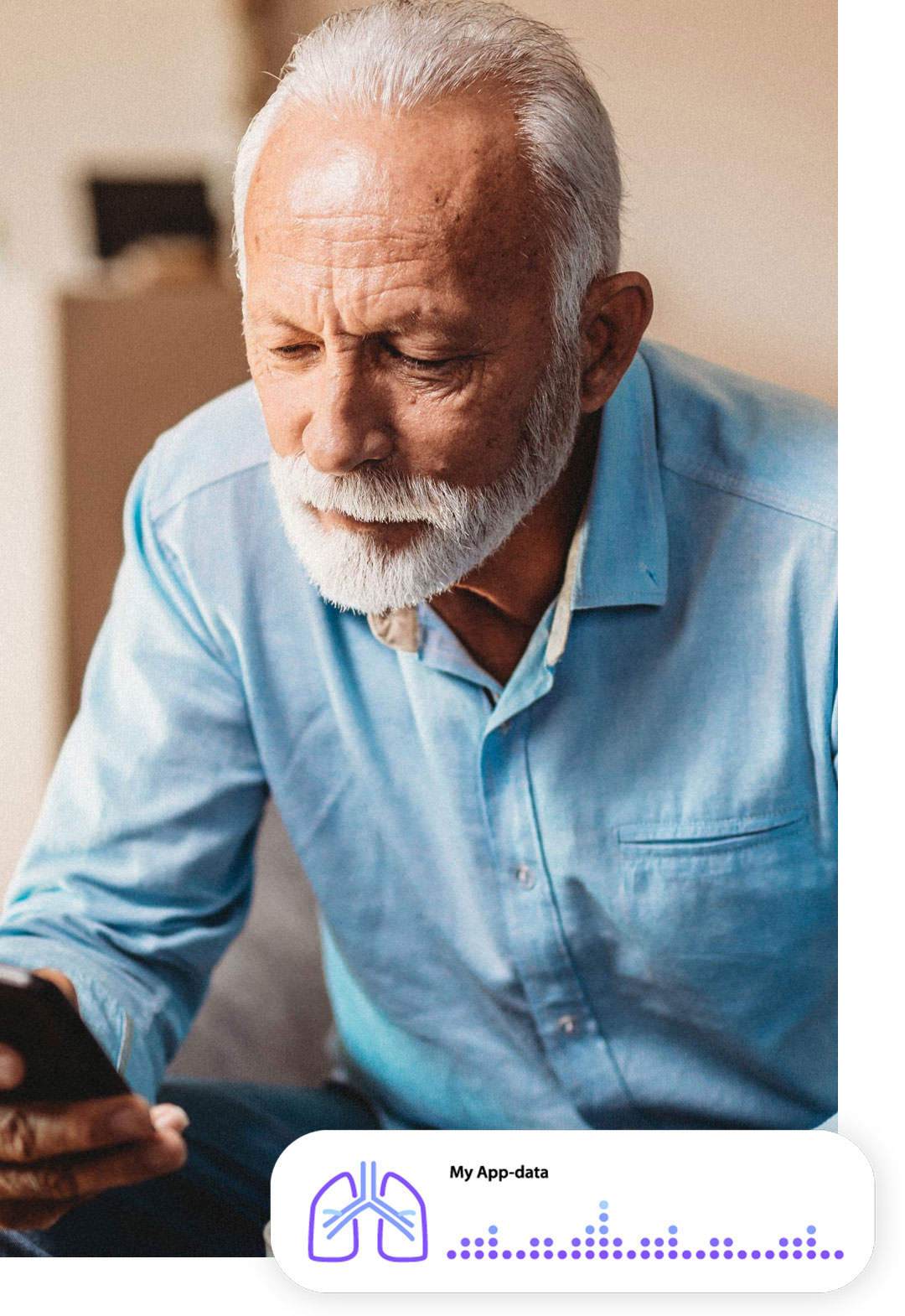 senior man with mobile device.